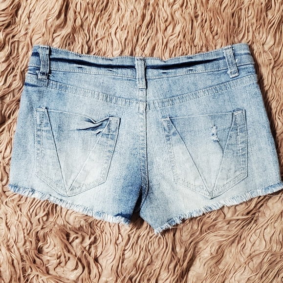 Boho Hippie Crochet Lace Embellished Jean Shorts - Picture 2 of 6